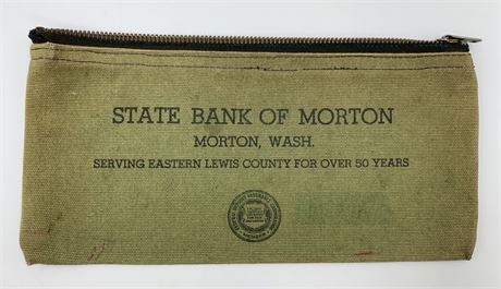 Old Bank Deposit Money Bag, State Bank of Morton - Washington