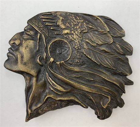 Powerful Native American Indian Bergamot Brass Works Belt Buckle