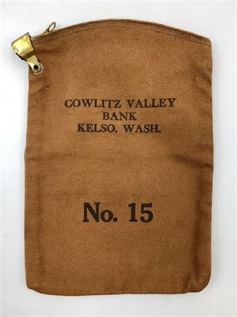 Old Bank Deposit Money Bag, Cowlitz Valley Bank Kelso Washington