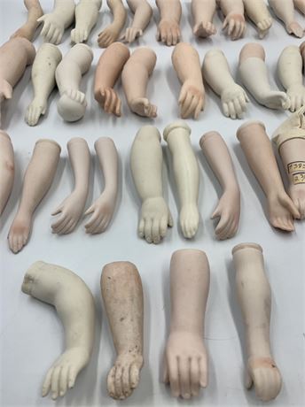 42 pc Vintage Bisque Doll Arms, 2 1/2” to 5” Length