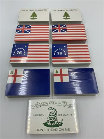 9 NOS Packs of Historic 1770s US Flags Playing Cards