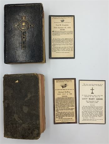 2 Antique German & English Catholic Leather Prayer Books