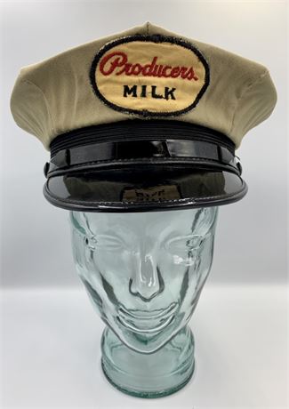 NOS Milk Delivery Man Vintage Leather Hat Frame & Hat Toppers - Producers Milk