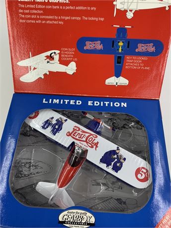 1996 NOS Pepsi-Cola Limited Edition Biplane Coin Bank in the Box