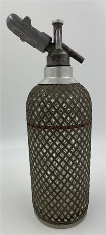 Vintage Czech Glass Wire Wrapped Seltzer Cocktail Gatsby Bar Bottle