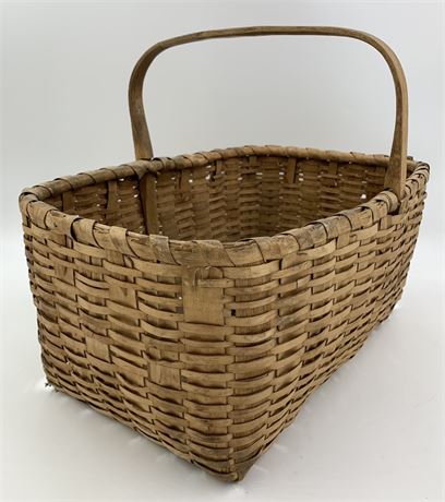 Primitive Farmhouse Handmade Split Oak Handle Harvest Basket