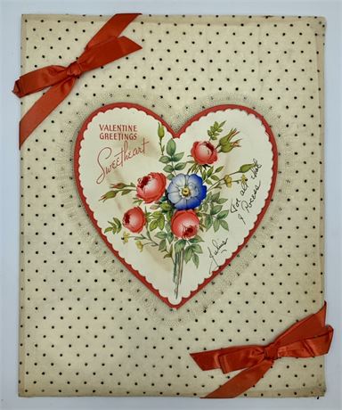Large 10 x 8 Padded Vintage Sweetheart Glittered Valentine