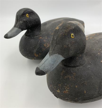 Pair of Vintage Unlimited Decoys Painted Foam & Wood Duck Hunting Decoys