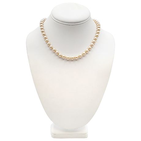 Vintage Pearls of Majorca Hand Knotted Faux Pearl Necklace w/ Flower Clasp