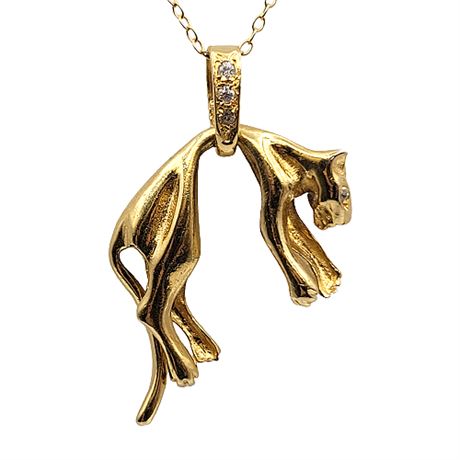 Vintage Cartier Inspired Suspended Panther Necklace