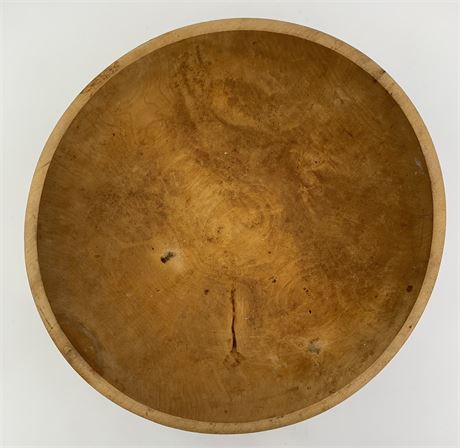 Large Hand Turned 17” Primitive Farmhouse Style Wood Dough Bowl