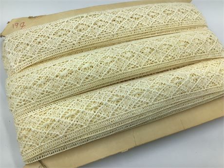33 Yards of Vintage NOS Buttermilk Crochet Garment, Millinery, Trim