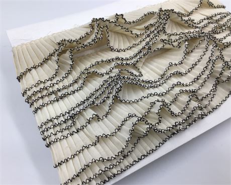 6.2 Yards of Pleated Black & Cream Salvaged Garment Trim
