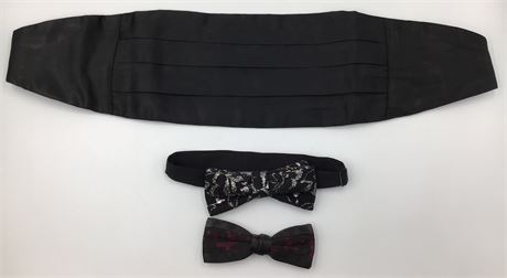 3 pc Vintage Men’s Black Tie Dinner Ensemble Accessories