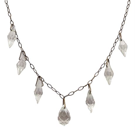 Vintage Art Deco Faceted Crystal Drops Necklace