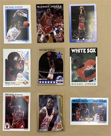 9 pc 1990-1992 Michael Jordan Basketball & Baseball Trade Card