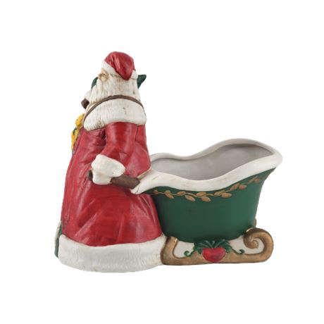 Claire Burke Santa With Sleigh Planter