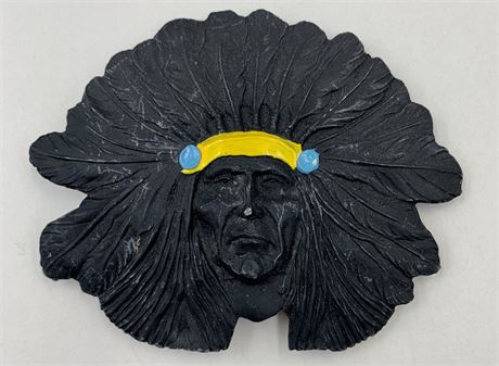 Bold 4 1/4” Indian Chief Vintage Belt Buckle, Indiana Metal Craft