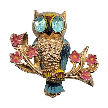 1948 Adolf Katz for Coro Owlet Rhinestone Brooch