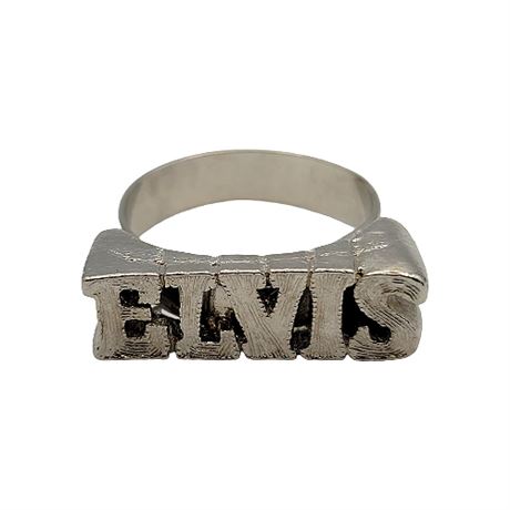 1970s Silver Tone ELVIS Presley Adjustable Ring