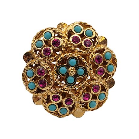 1971 Sarah Coventry Ceylon Adjustable Rhinestone Cocktail Ring
