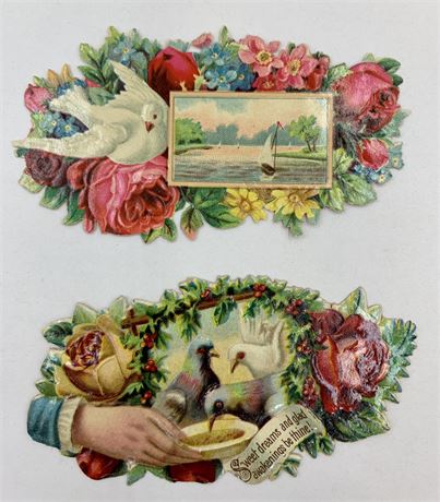 6 pc Antique Victorian Scrap Embossed Paper Calling Card Trim