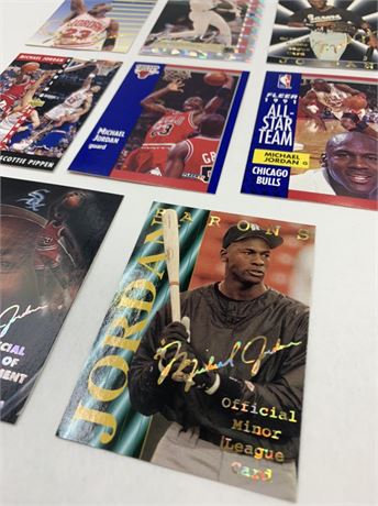 8 pc 1990s Michael Jordan Basketball & Baseball Trade Cards