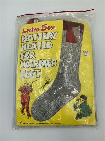 Vintage NOS Lectra Sox Battery Heated Hunting Socks, 10-11 Medium