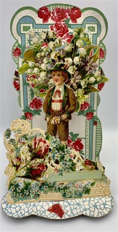 1920s Pop Up Little Boy & Bevy of Blooms Valentine
