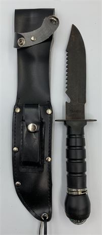 NOS Champion Survival Knife with Compass, Matches, Supplies