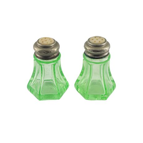 Vintage Vaseline Glass Salt & Pepper Shakers