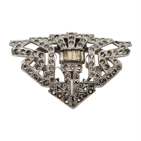 Vintage Large Art Deco Rhinestone Dress Clip