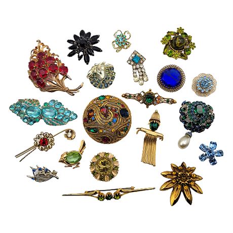 Vintage Brooch Collection: Colorful Rhinestones