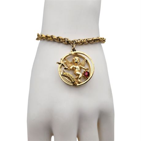 Vintage Coro January Cherub Charm Bracelet