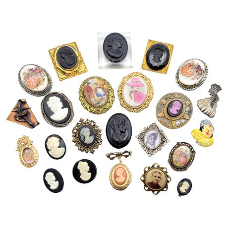 Vintage Brooch Collection: Cameos, Etc.