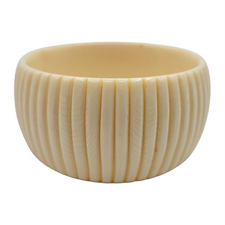 Vintage Wide Carved Ribbed Celluloid Bangle Bracelet