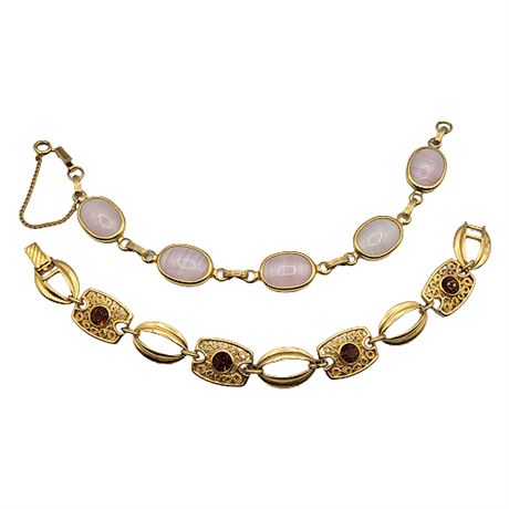 Pair Vintage Sarah Coventry Gold Tone Bracelets