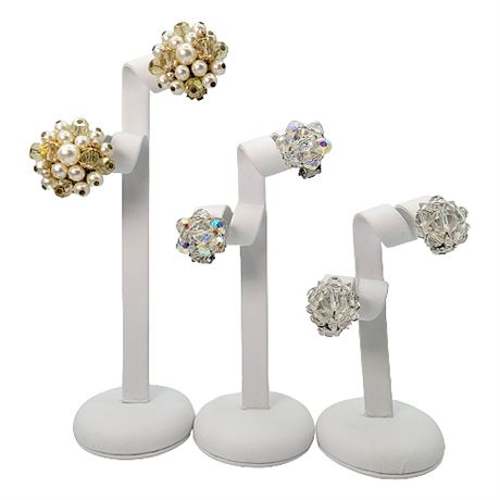Vintage Bead Cluster Clip-On Earrings Lot, incl. Marvella