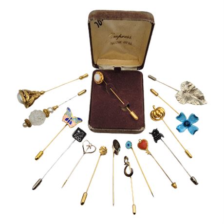 Vintage Stick Pin Collection Incl. Empress Opal & More