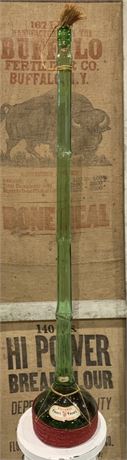 1970 Emerald Green Bamboo Glass 45” tall Gori Gori Chianti Wine Bottle