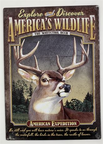 American Expedition 3 Dimensional Whitetail Deer America’s Wildlife Tin Sign