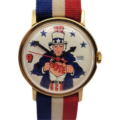 Vintage Uncle Sam VOTE Watch w/ Date