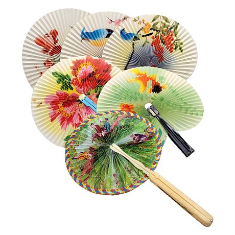 Vintage Chinese Folding Paper Fan Lot