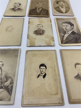 9 Victorian era Men’s Carte de Visite Photographs, Ohio Studios