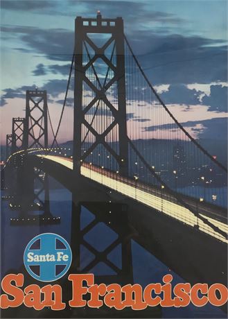 Vintage Santa Fe Railroad San Francisco California 18x24 Travel Poster
