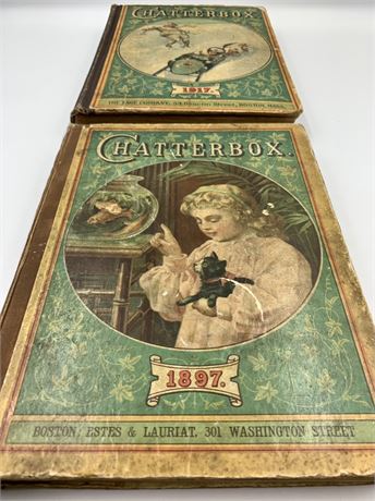 2 Antique 1897 & 1917 Chatterbox Children’s Hardcover Story & Advertising Books
