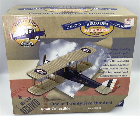 NOS 1918 Airco DH4 Gearbox Limited Edition US Airmail Model Die-cast Biplane