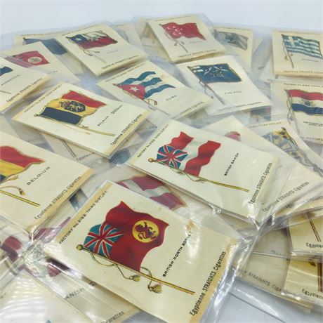 58 pc Egyptienne Straights Cigarettes Country Flags Silk Panel Trade Cards