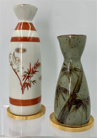 2 Mid Century Asian Porcelain Sake Tokkuri Flasks