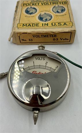 Vintage Art Deco Sterling Pocket #33 Voltmeter in the Box